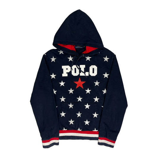 Polo By Ralph Lauren Graphic Hoodie - Large Navy Cotton