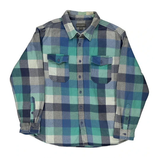 Falls Creek Checked Flannel Shirt - XL Blue Cotton