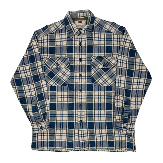 Levis Checked Flannel Shirt - Medium Blue Cotton