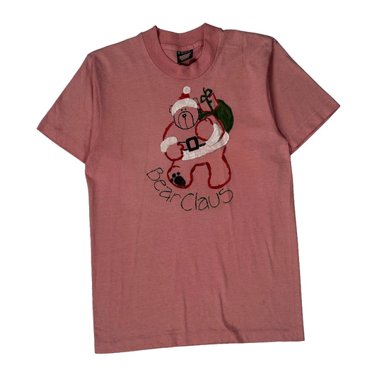 Holiday Graphic Screen Stars Christmas T-Shirt - Medium Pink Cotton Blend