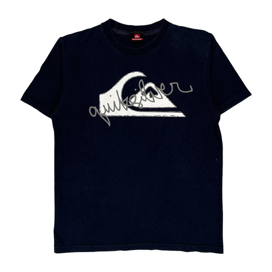 Quiksilver Graphic T-Shirt - Small Navy Cotton