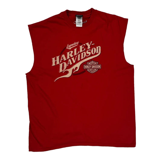 Greenville Harley Davidson Graphic T-Shirt - XL Red Cotton