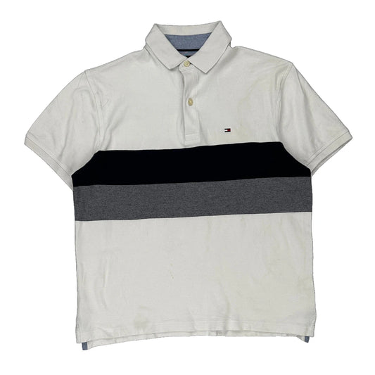 Tommy Hilfiger Striped Polo Shirt - Small Black Cotton