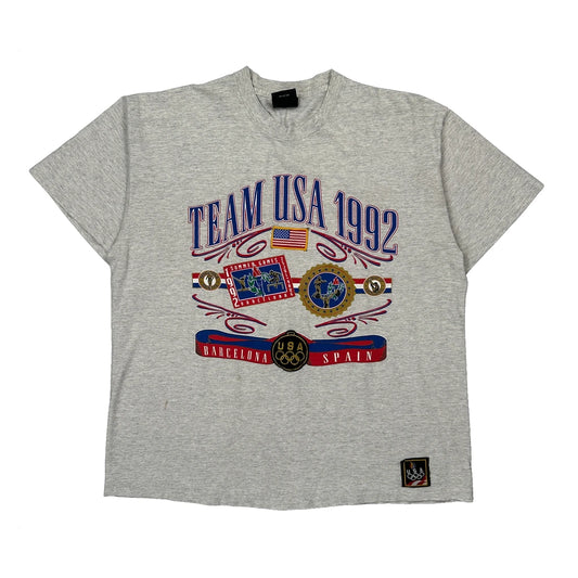 Team USA 1992 USA Olympics Graphic T-Shirt - Large Grey Cotton
