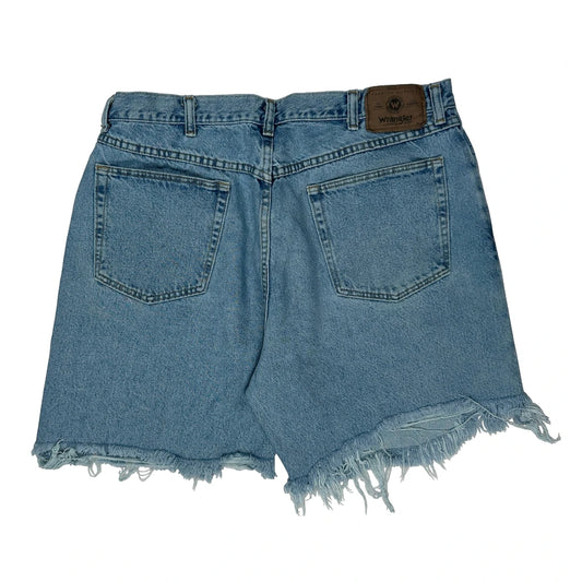 Cut Off Wrangler Denim Shorts - 34W UK 14 Light Wash Denim