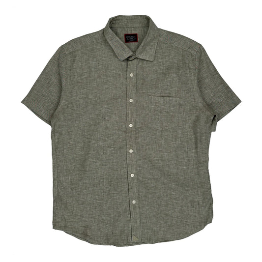 Untuck It Slim Fit Short Sleeve Shirt - Large Grey Linen