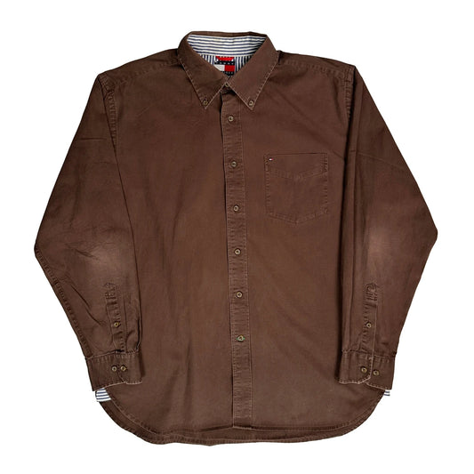 Tommy Hilfiger Shirt - Large Brown Cotton