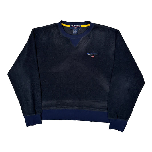Made In USA Ralph Lauren Polo Sport Fleece Sweatshirt - XL Navy Cotton