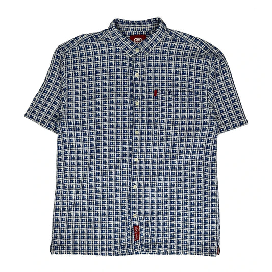 Unbranded Checked Short Sleeve Shirt - Large Blue Cotton
