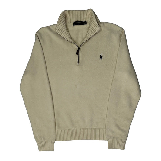 Polo By Ralph Lauren 1/4 Zip - XL Cream Knitted