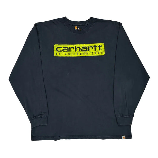 Vintage Carhartt Graphic Long Sleeve T-Shirt - XL Navy Cotton