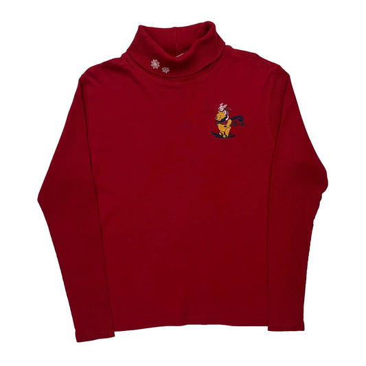 Winnie The Pooh Disney Christmas Long Sleeve T-Shirt - Large Red Cotton