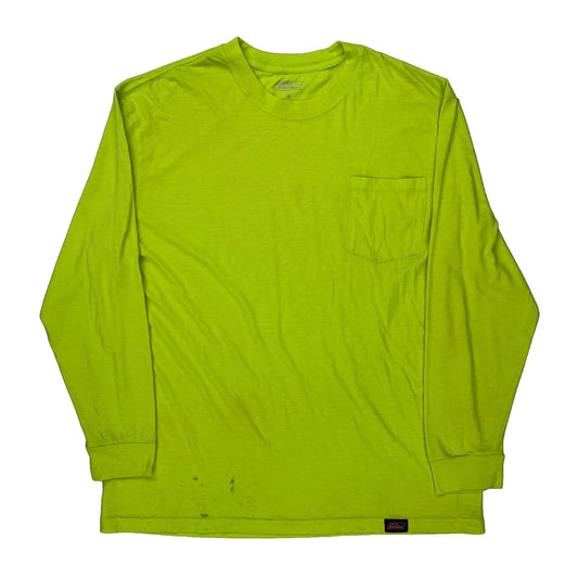 Dickies Long Sleeve T-Shirt - XL Yellow Polyester Blend