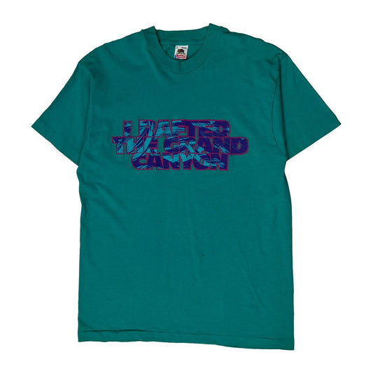 Grand Canyon Fruit Of The Loom Spellout T-Shirt - Large Green Cotton