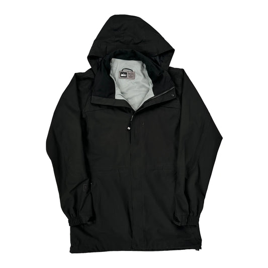 Vintage Rei Waterproof Jacket - Medium Black Polyester