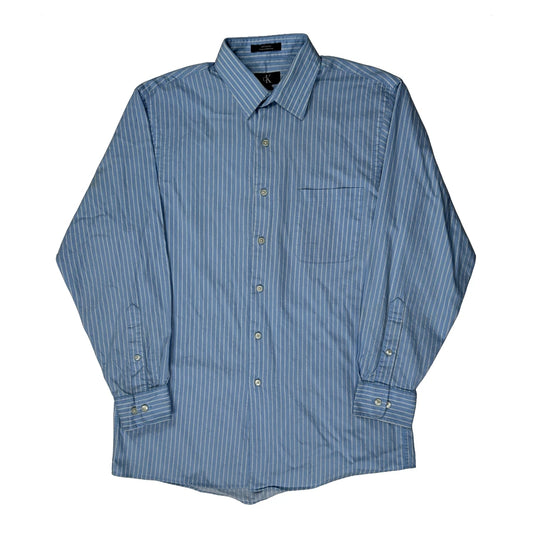 Vintage Calvin Klein Striped Shirt - Medium Blue Cotton
