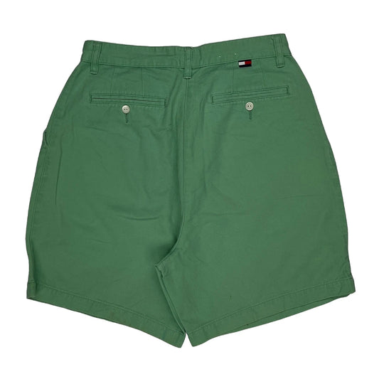 Tommy Hilfiger Pleated Chino Shorts - 27W UK 10 Green Cotton