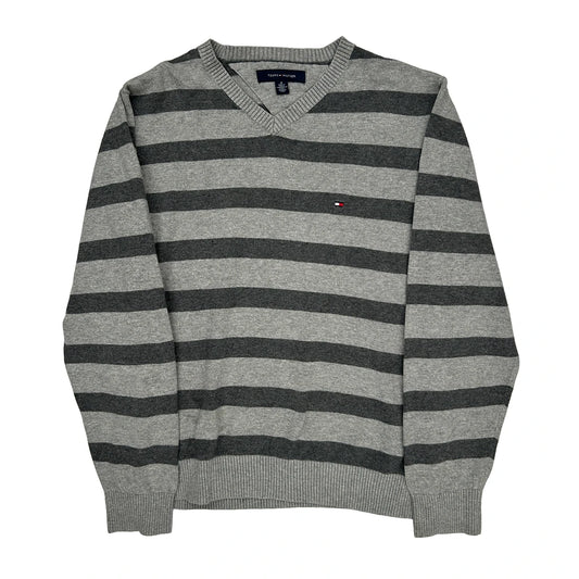 Tommy Hilfiger Striped Jumper - Medium Grey Cotton