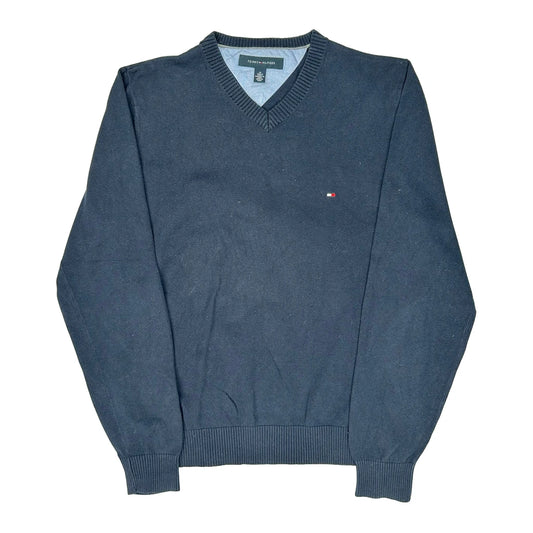 Tommy Hilfiger V-Neck Jumper - Medium Blue Cotton