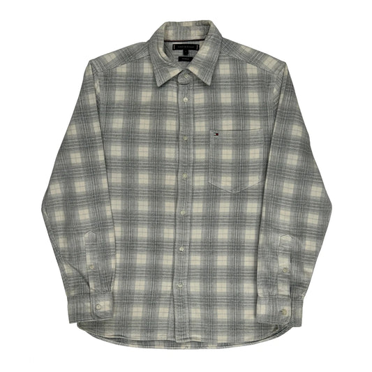 Tommy Hilfiger Checked Flannel Shirt - Large Grey Cotton