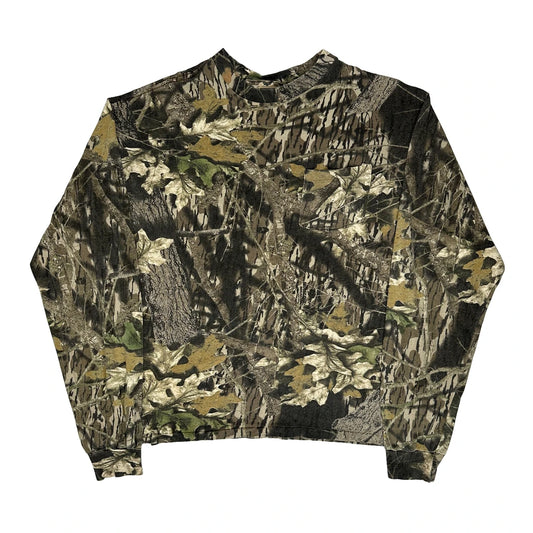 Mossy Oak Camo Long Sleeve T-Shirt - XL Khaki Cotton Blend