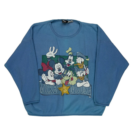 Disney Characters Mickey Unlimited Cartoon Sweatshirt - Large Blue Cotton