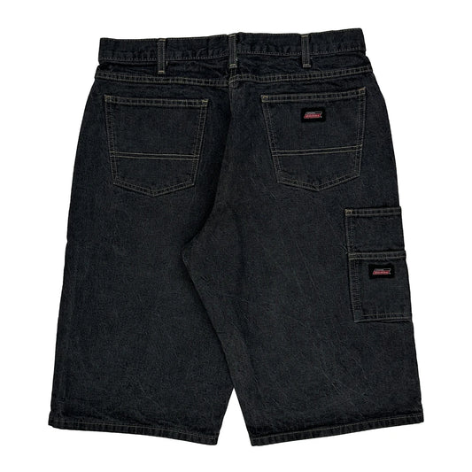 Dickies Baggy Denim Shorts - 34W 11L Black Cotton