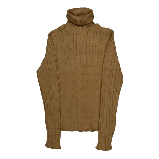 Vintage Cable Knit Ralph Lauren Jumper - Small Beige Cotton
