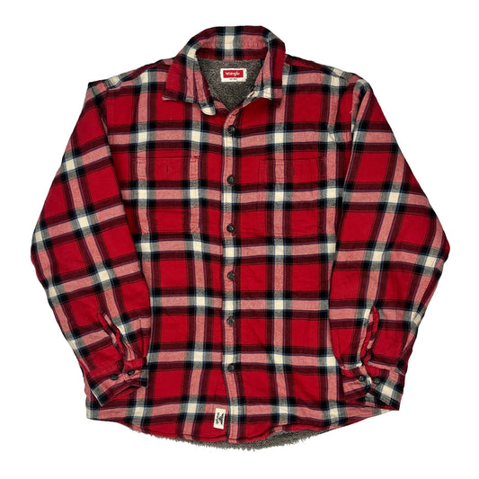 Wrangler Checked Flannel Shirt - Medium Red Cotton