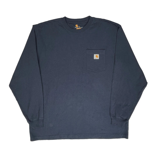 Carhartt Long Sleeve T-Shirt - XL Navy Cotton