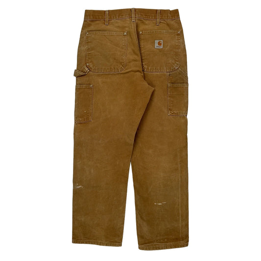 Made In USA Carhartt B01 Brn Double Knee Carpenter Trousers - 30W 29L Brown Cotton