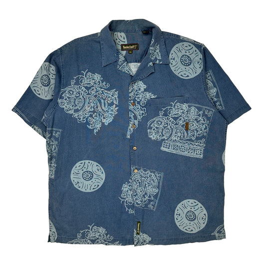 Timberland Short Sleeve Shirt - XL Blue Cotton