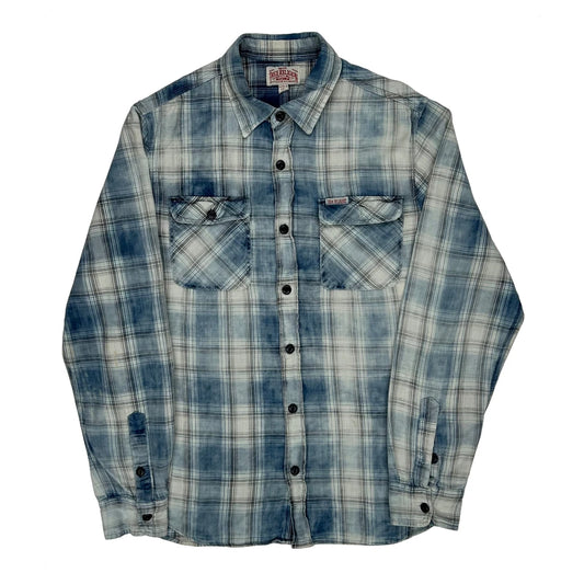 True Religion Checked Flannel Shirt - Large Blue Cotton