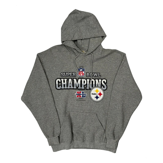 Steelers Lee Football Hoodie - Medium Grey Cotton
