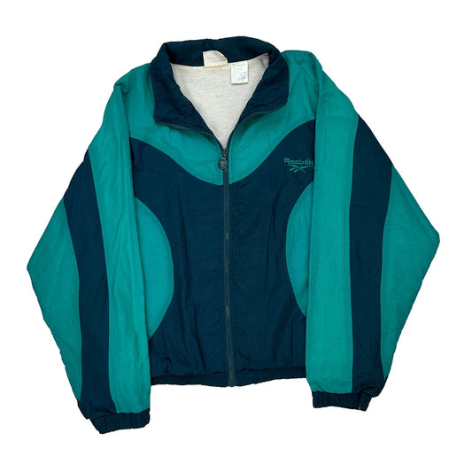 Reebok Oversized Windbreaker - Large Green Cotton