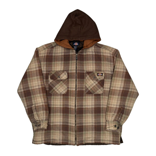 Dickies Checked Overshirt - Large Brown Cotton