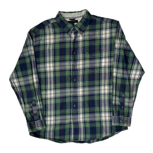 Vintage Tommy Hilfiger Checked Flannel Shirt - 2XL Green Cotton