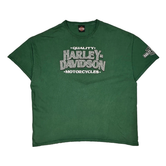 Vintage Virginia Beach Harley Davidson Graphic T-Shirt - 2XL Green Cotton
