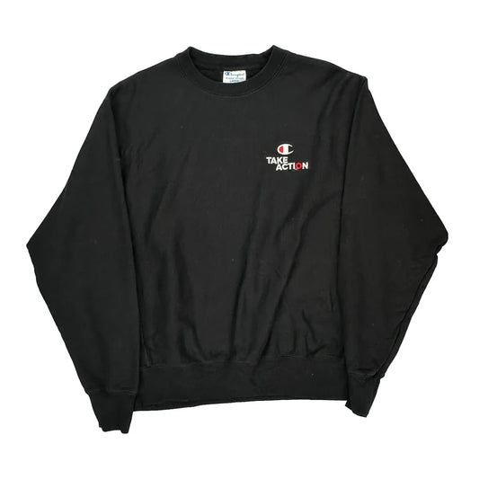 Vintage Reverse Weave Champion Sweatshirt - Large Black Cotton
