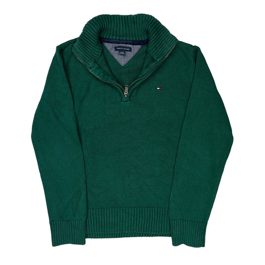 Age 8 Tommy Hilfiger 1/4 Zip - Small Green Cotton Blend