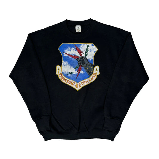 United States Air Force Strategic Air Command Fruit Of The Loom Graphic Sweatshirt - Large Black Cotton Blend