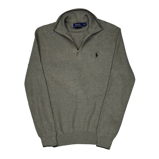 Polo By Ralph Lauren 1/4 Zip - Small Grey Cotton