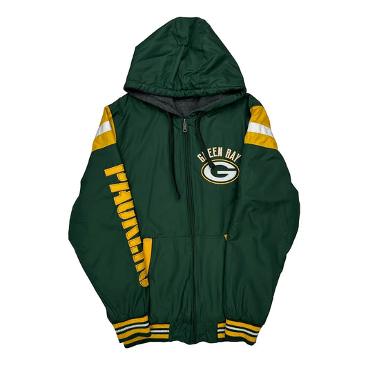 Vintage Green Bay Packers Nfl Windbreaker - Small Green Polyester