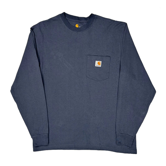 Carhartt Long Sleeve T-Shirt - Medium Navy Cotton