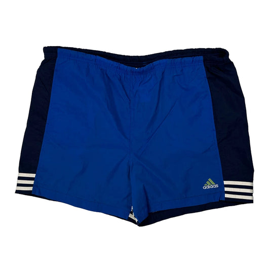 Adidas Striped Sport Shorts - XL Blue Nylon