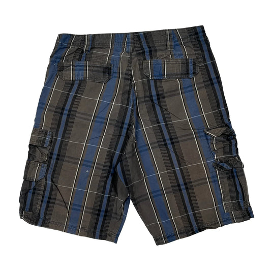 Lee Checked Cargo Shorts - 32W 10L Grey Cotton
