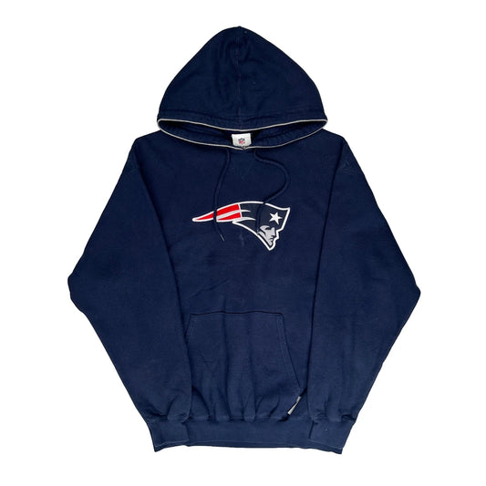 New England Patriots N.F.L. Team Apparel Graphic Hoodie - Large Navy Cotton Blend