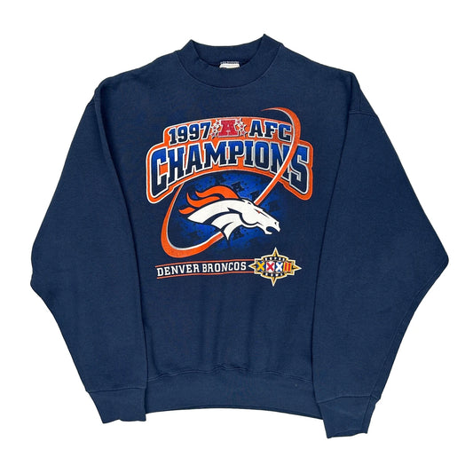 Made In USA, Denver Broncos Pro Layer Nfl Sweatshirt - XL Navy Cotton Blend