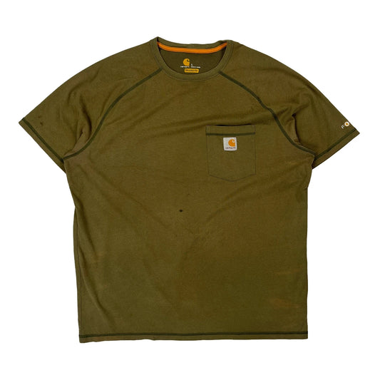 Carhartt T-Shirt - Large Green Cotton