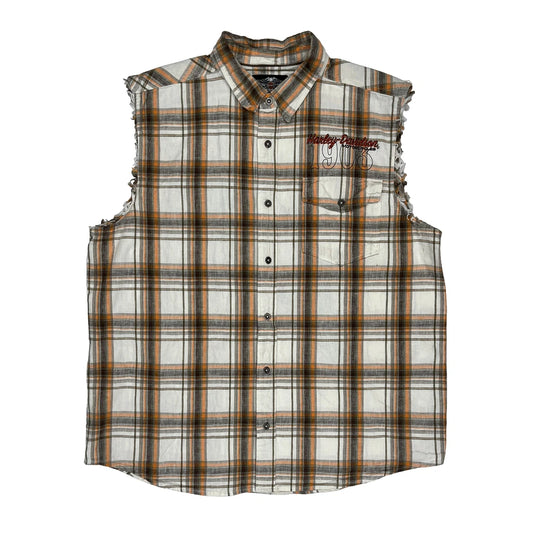 Harley Davidson Checked Flannel Shirt - 2XL Brown Cotton